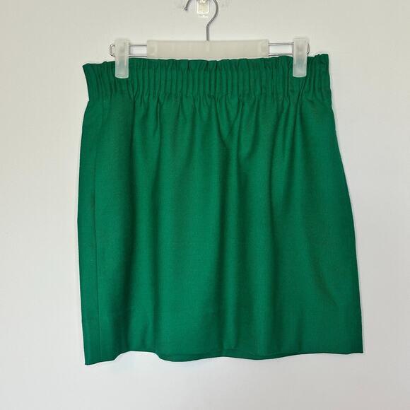 J. Crew Sidewalk Mini Skirt Size 8 Wool Blend Kelly Green Pockets Preppy Stretch - Picture 1 of 7